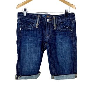 MISS ME Dark Wash Cuffed Bermuda Denim Jean Shorts - Size 27 - EUC